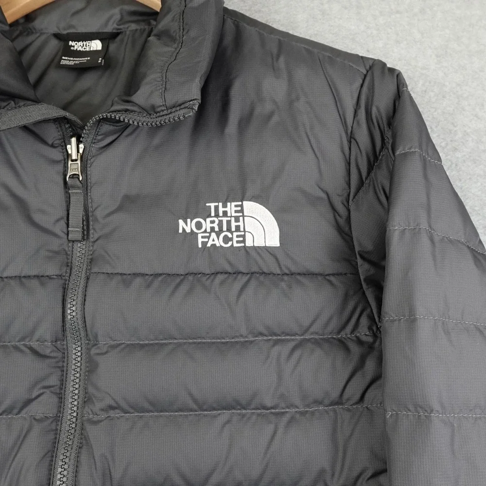 North Face Jacket Mens Small Gray 550 Down Puffer Full Zip Outdoor Hiking